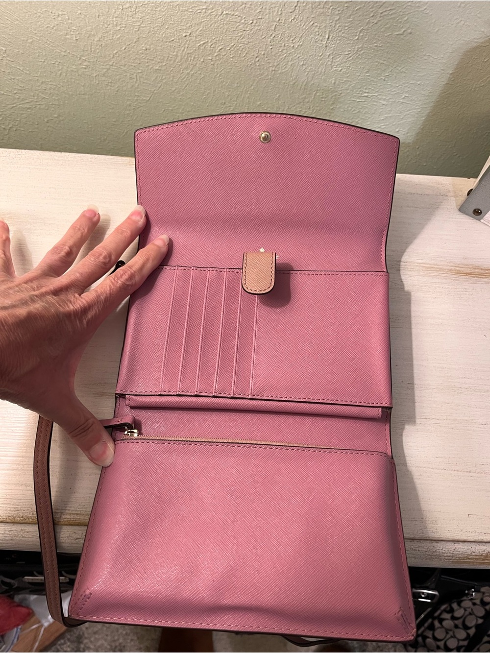 Kate Spade Laurel Way Winni Crossbody Bag Dusty Pink Saffiano Leather - Picture 5 of 10